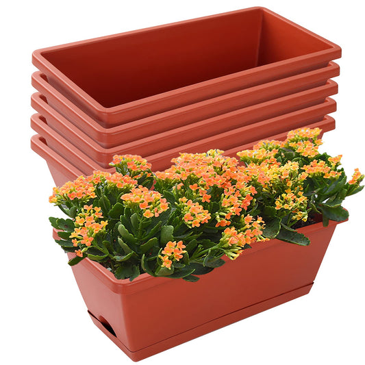 CHUKEMAOYI Window Box Planter, 7 Pack Plastic Vegetable Flower Planters Boxes 17 Inches Rectangular