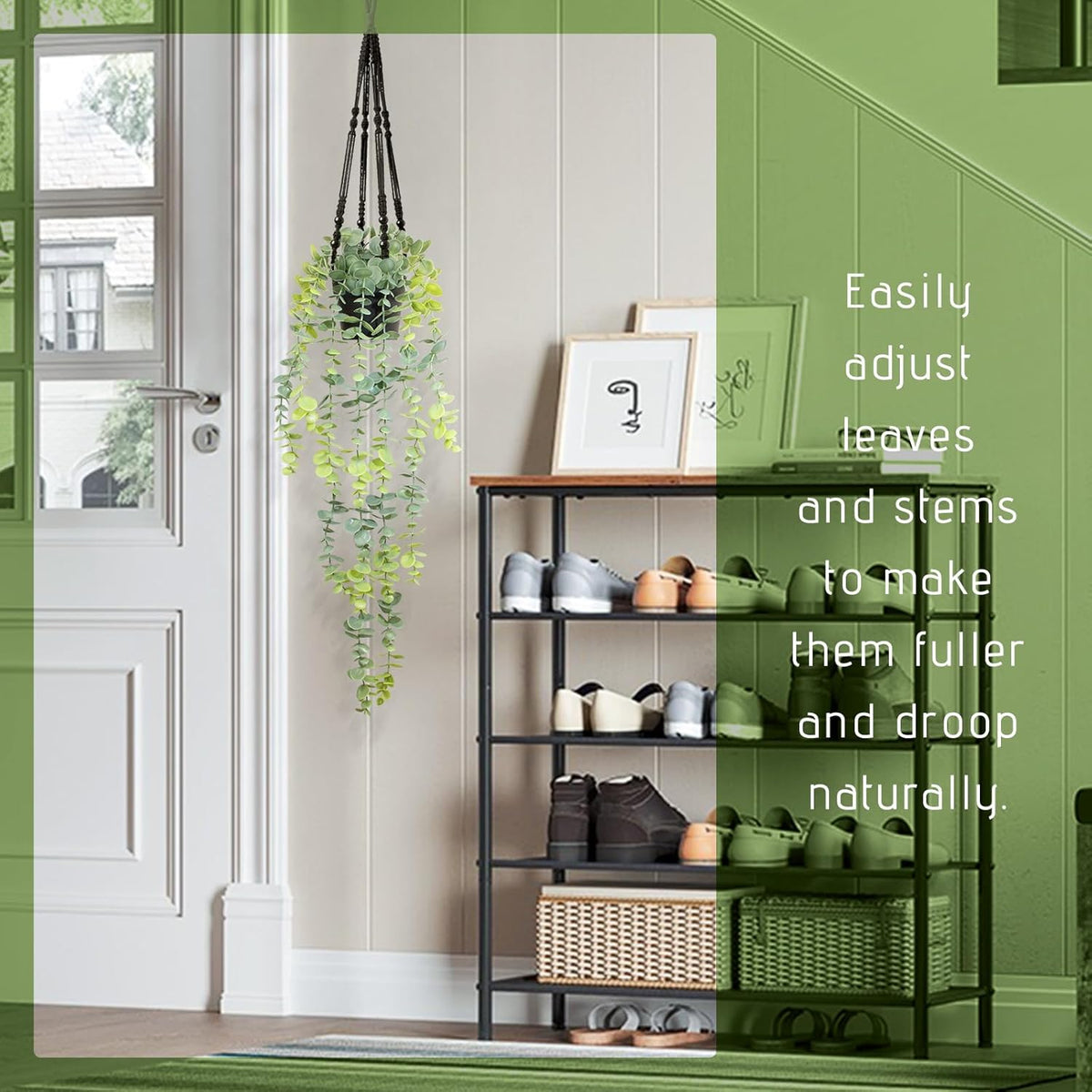 Fake Hanging Eucalyptus Plants Artificial Faux Plants Indoor Small Hanging Greenery Decor for Shelf