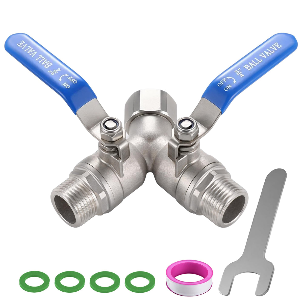 SNUTUYA 304 Stainless Steel Garden Hose Splitter 2 Way Heavy Duty, Full Flow Y Valve Water Hose