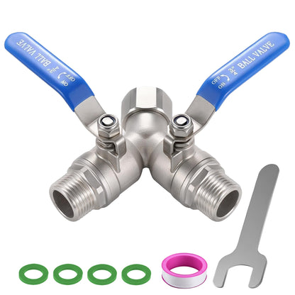 SNUTUYA 304 Stainless Steel Garden Hose Splitter 2 Way Heavy Duty, Full Flow Y Valve Water Hose