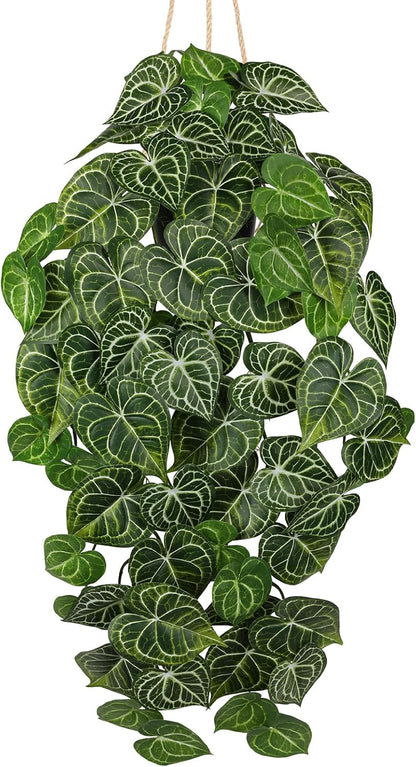 Large Fake Hanging Plants in Pot with Hook, 37" Artificial Hanging Pothos Long Vines Plants, Fake