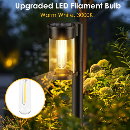 Mancra Solar Pathway Lights Outdoor, 10 Pack Metal & Glass Solar Lights Outdoor Waterproof