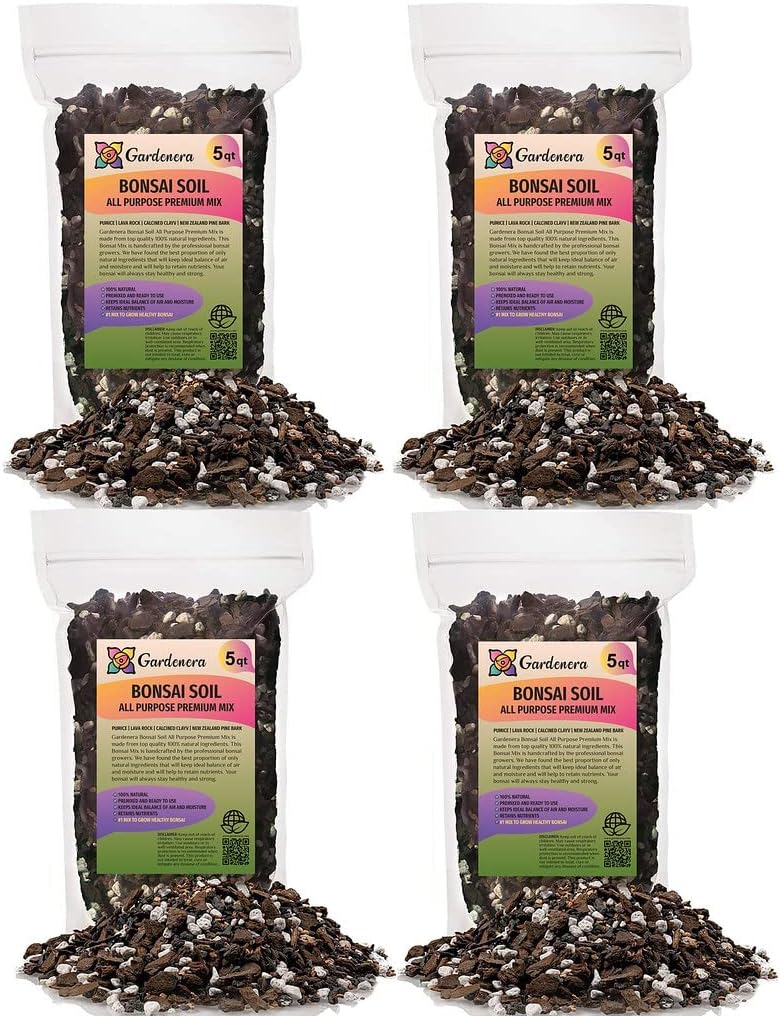 Premium Bonsai Soil All Purpose Fast Draining Mix - 20 Quart - Pumice, Lava, Calcined Clay and Pine