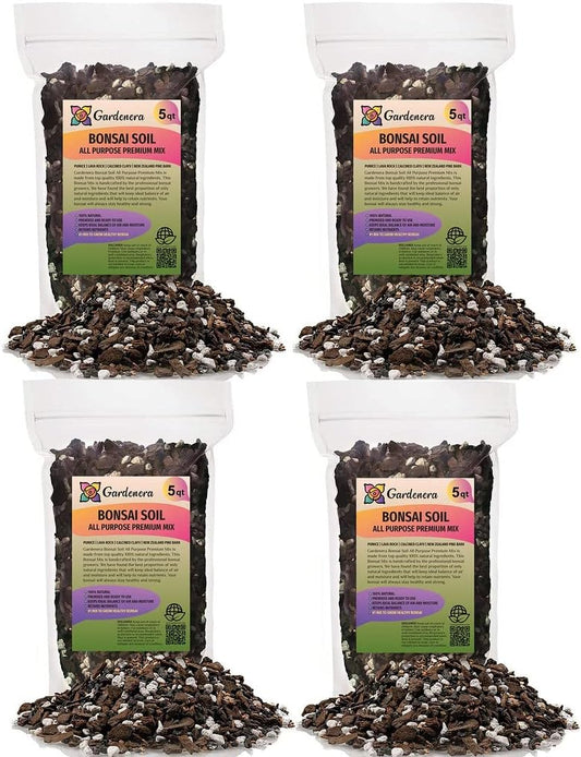 Premium Bonsai Soil All Purpose Fast Draining Mix - 20 Quart - Pumice, Lava, Calcined Clay and Pine