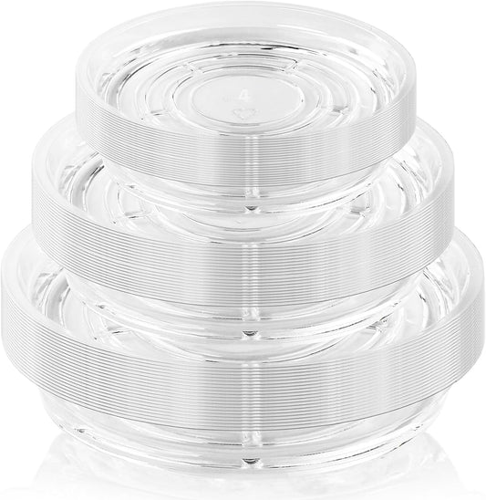 60 Pack Clear Plant Saucers for Indoors (4 6 8 Inch) Flower Pot Saucers for Potted Plants Plate Set