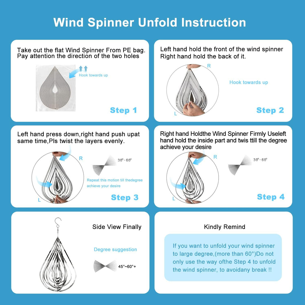 Wind Spinner Outdoor Metal Decorations, Silver Wind Spinners for Yard and Garden,3D Mirror
