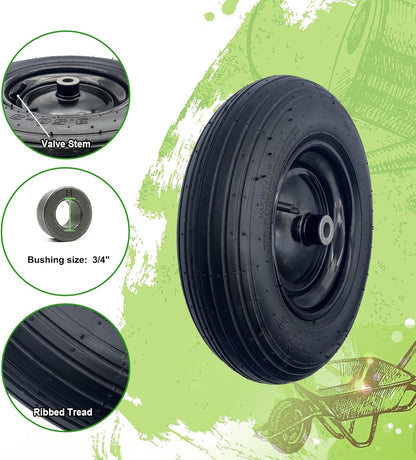 2-Pack 14.5-Inch Wheelbarrow Tire.3.50-8" Pneumatic Tires and wheels with 3"- 6" Center Hub and