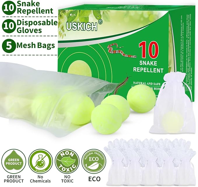 USKICH 10 Pack Snake Away Repellent, Snake Repellent Balls for repelling Snakes Rats and Other