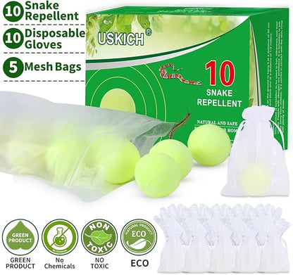 USKICH 10 Pack Snake Away Repellent, Snake Repellent Balls for repelling Snakes Rats and Other