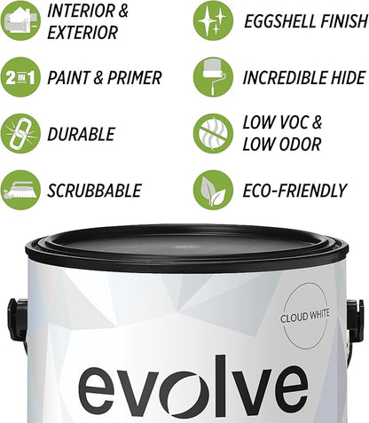 EVOLVE Paint & Primer: Environment-friendly, Eggshell with One-coat Coverage for Interior &