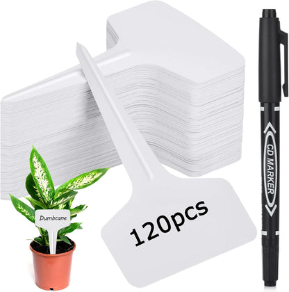 Plant Labels 120pcs with Garden Plant Markers Pen of Outdoor Waterproof,T-Type Plant Tags and