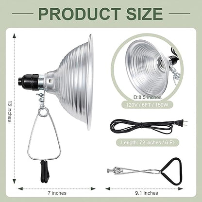 Macarrie 8 Pack Clamp Lamp Light with Aluminum Reflector, 6ft SPT-2 18awg Cord and Adjustable Stand