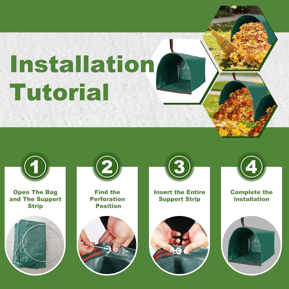 4Pack 40 Gallon Dustpan Type Lawn Bags Reusable Collapsible Heavy Duty Leaf Bags Yard Waste bags