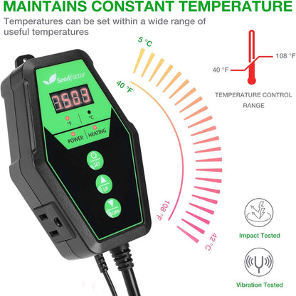 Seedfactor Digital Heat Mat Thermostat Controller for Seed Germination, Reptiles and Brewing