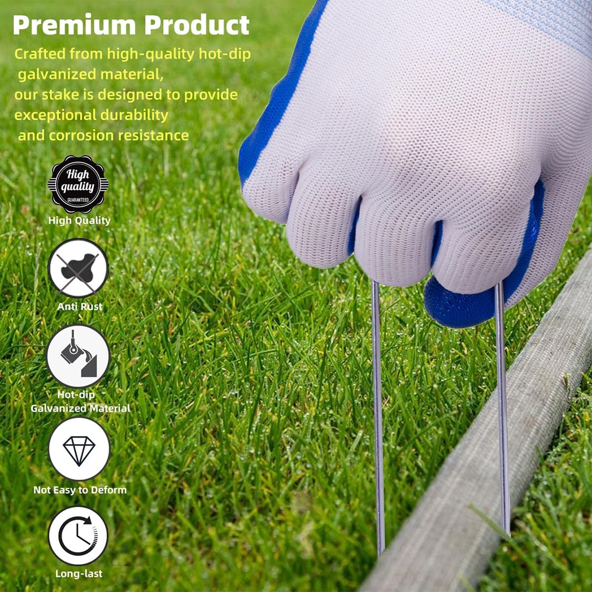 Galvanized U-Shaped Garden Stakes, 6 Inch 100 Pcs Landscape Staples, Ground Stakes, for Decoration