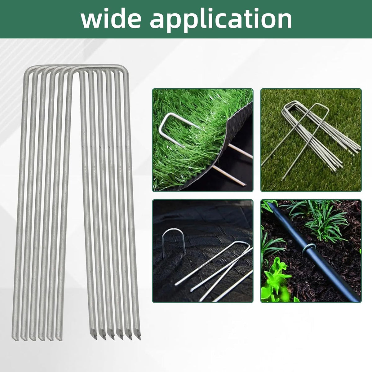 201Pcs 6 Inch 11 Gauge Garden Stakes Staples Kit, 100Pcs U-Shaped Landscape Staples and 100Pcs