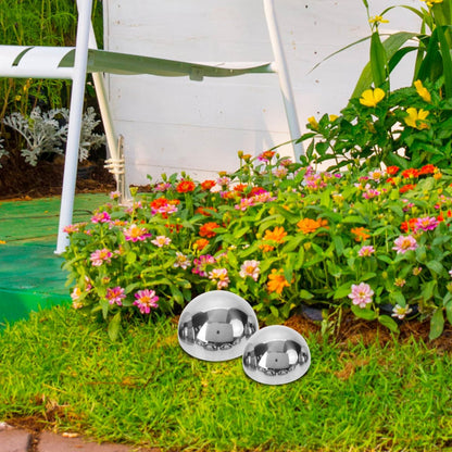 HANABASS 12Pcs Gazing Balls Reflective Hemisphere Stainless Steel Garden Mirror Globe Polished