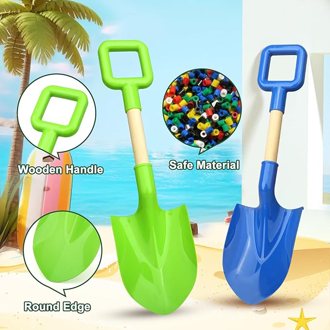 16inch Beach Sand Shovels Toys for Kid Adult, 3PCS Sturdy Long Wooden Spade Gardening Tool Kits