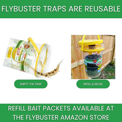 Flybuster Fly Trap | Outdoor Device for Catching Flies | 10-Liter Commercial Size (2-Pack) | Comes