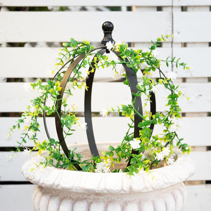 Metal Garden Trellis - 12.6" x 17.5" Durable Black Powder Coated Obelisk for Climbing Plants, Ideal