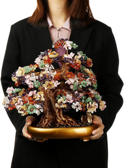 Natural Tree of Life (1,251 Gemstone Count) Crystal Tree with Healing Properties - Bonsai Feng Shui