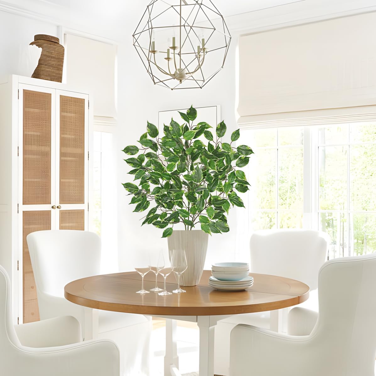Ficus Leaves Artificial Branches 41.3" Faux Ficus Tree Branches Fake Greenery Plant Spray for Tree