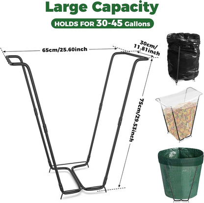 Outdoor Trash Bag Holder Metal Garden Trash Bag Holder for Yard Waste Stand Holds 30-45 Gallons