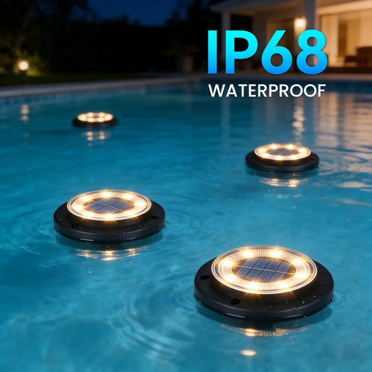 Solar Lights Outdoor Waterproof，Warm White 12 Pack 2-in-1 Ground Lights