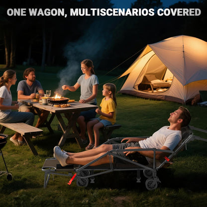 LEVELEVE Heavy Duty Folding Wagon - 2-in-1 Collapsible Cart, 400lb Capacity, All-Terrain Wheels