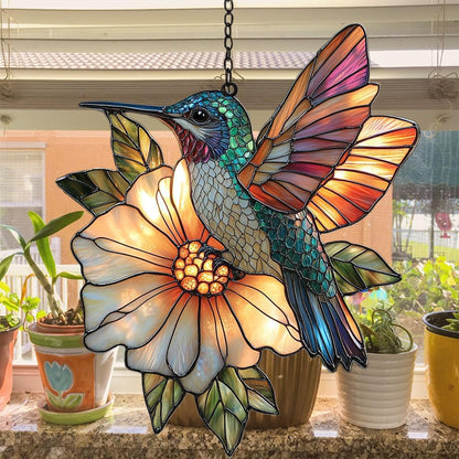 Hummingbird Mosaic Style Acrylic Suncatcher Stained Glass Effect Window Car Hanging Christmas