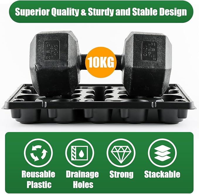 20 Cell Plant Trays for Carrying 3 inch Round Nursery Pots, Sturdy Plastic Trays Suitable for