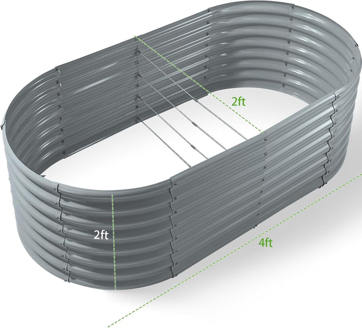 Land Guard 24“ Tall 4×2ft Galvanized Raised Garden Bed Kit, Galvanized Planter Garden Boxes