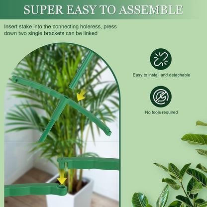 24Pcs Plant Support Stakes, Half Round Plant Stakes for Indoor Plants, Stackable Garden Flower