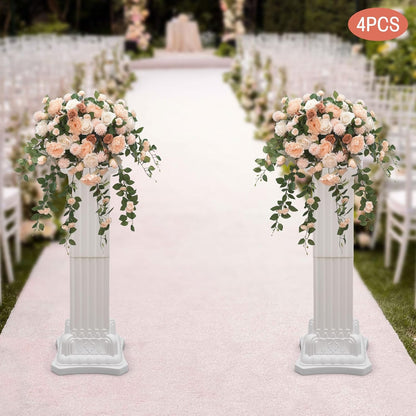 Roman Column Pedestal, Plastic White Columns for Weddings Indoor/Outdoor Roman Pillar Stand for