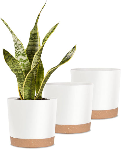 kubvici Indoor Plant Pots Planters 8 inch Plastic Planter with Hole & Saucer Flower Pots Modern