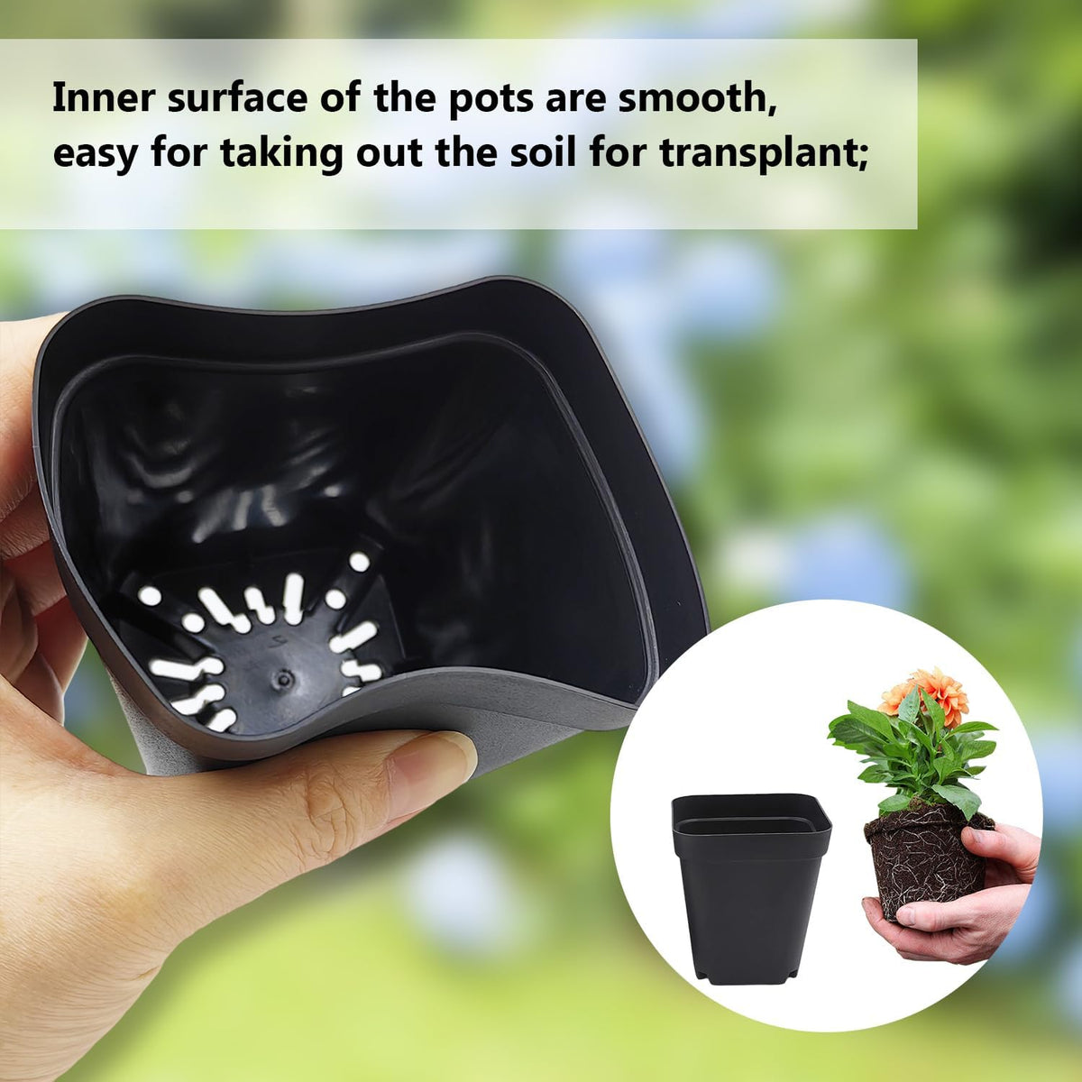 Square Nursery Pots 3" 120Pcs Deep Succulent Plastic Pots Small Flower Planter Seeds Starter
