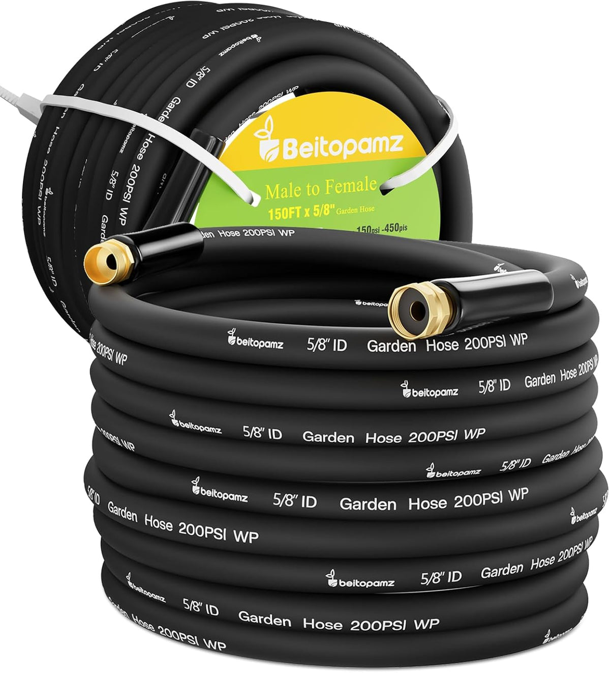 150 ft Garden Hose, 5/8 in Heavy Duty Water Hose, Flexible and Durable, Lightweight Rubber Hybrid
