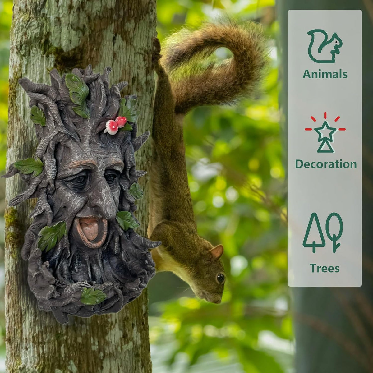 Tree Face Sculpture, Funny Old Man Tree Hugger Statue, Creative Props & Unique Animal Feeder for