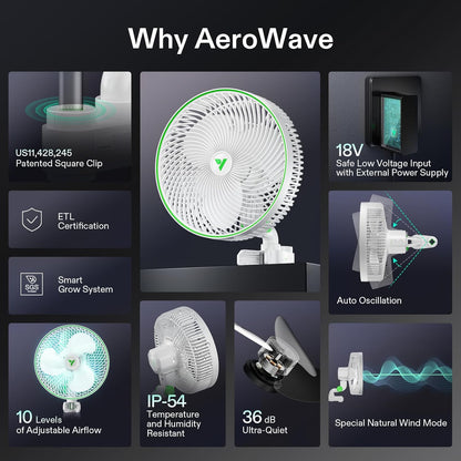VIVOSUN AeroWave E9 Grow Tent Fan 9", EC Motor, WiFi-Controllable, US Patented Auto Oscillating