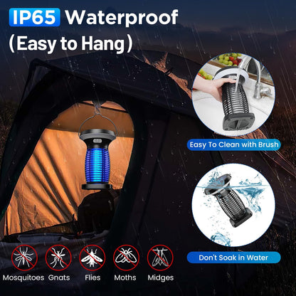 Solar Bug Zapper Outdoor Waterproof, Portable Pest Control Electric Mosquito Zapper Killer with