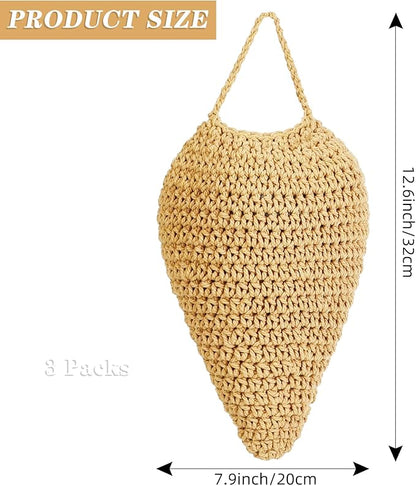 3 Pack Large Crochet Wasp Nest Decoys, Faux Wasp Nest Deterrent for Outdoor Hanging for Wasps