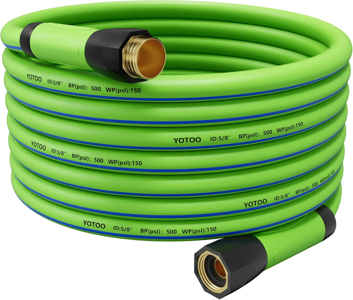 YOTOO Heavy Duty Hybrid Garden Hose 5/8-Inch by 50-Feet 150 PSI Water Hose, Kink Resistant
