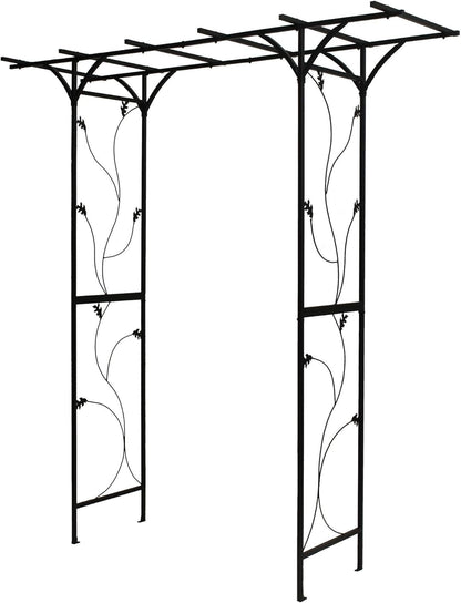 Steel Garden Arch, 7'2" High x 6'6" Wide, Garden Arbor for Various Climbing Plant, Outdoor Garden