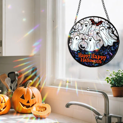 Halloween Sun Catcher - 8 Inch Round Suncatcher for Window Hanging Decoration - Creates Indoor