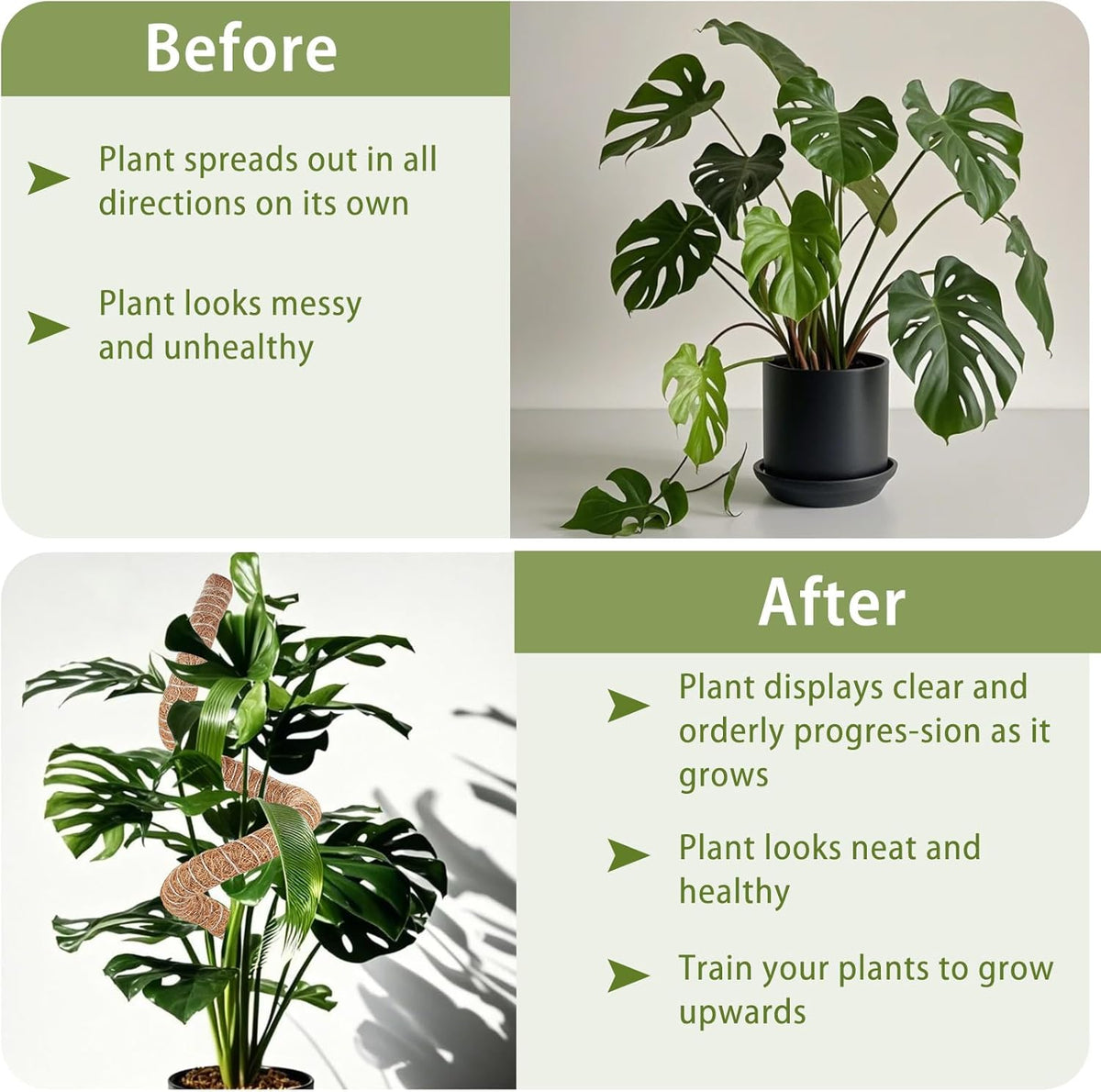 2 Pack Moss Pole, 28 Inch Monstera Plant Support, Moss Poles for Climbing Indoor Plants, Handmade