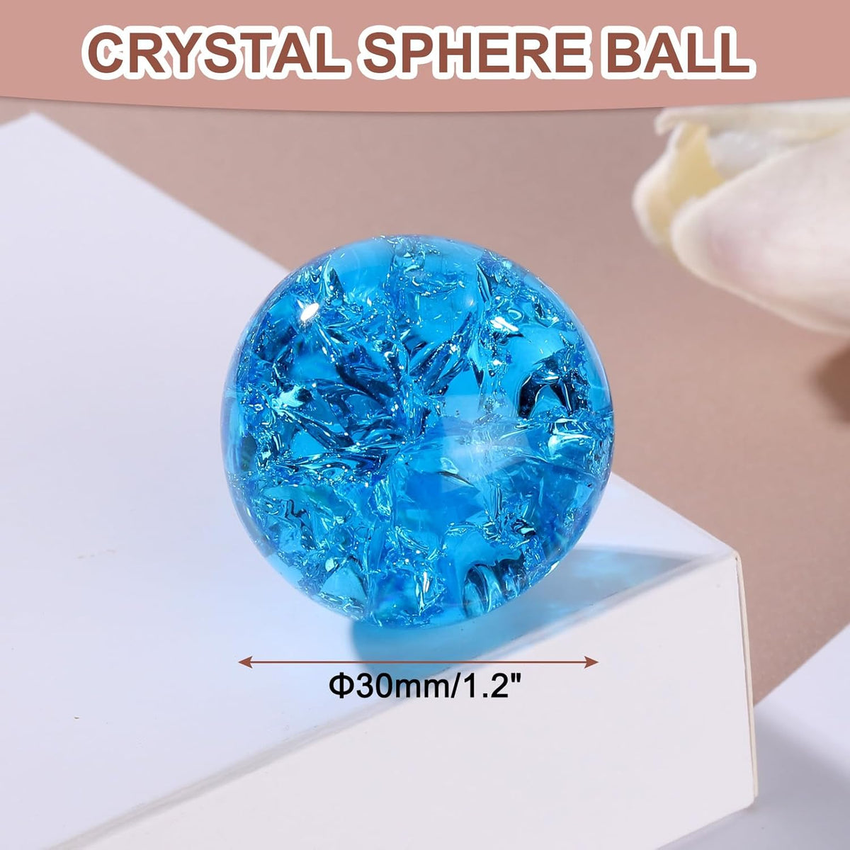 uxcell 30mm/1.2" Crystal Sphere Ball Ice Cracked Glass Solid Decorative Sphere Crystal Ball Prop