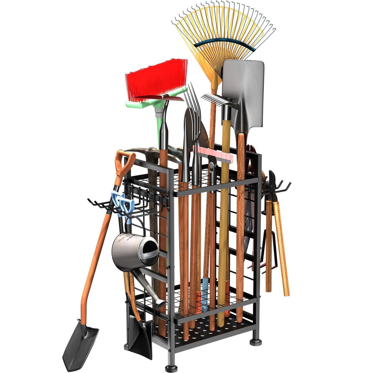 3 Tier Garden Tool Organizer, Garage Storage and Organization, Metal Yard Tools Storage up to 78