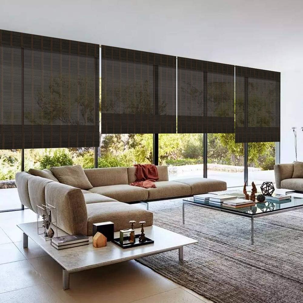 LETAU Wood Window Roman Shades, Bamboo Light Filtering Window Blinds for Indoor Home, Office