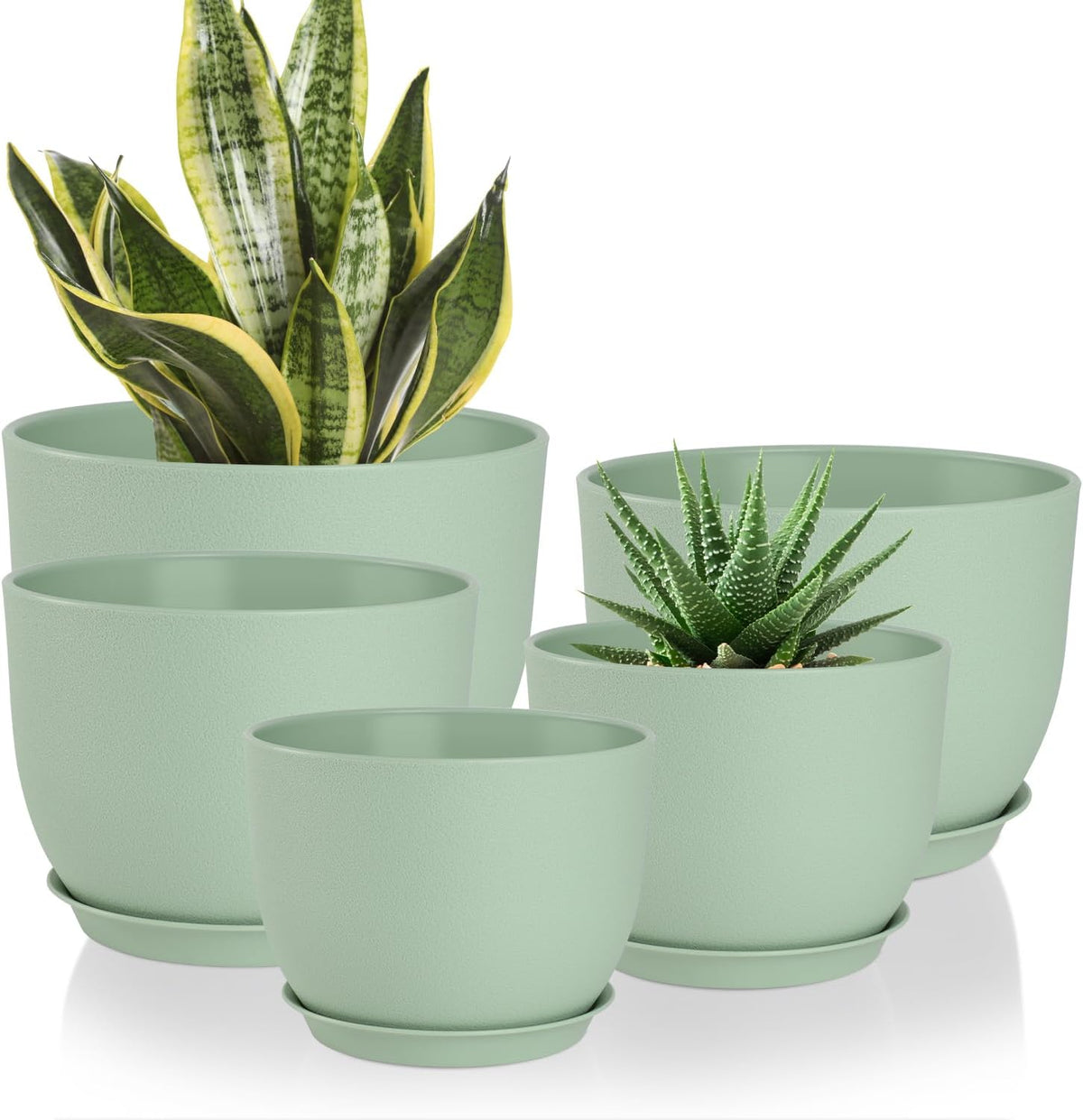 Plant Pots 10/9/8/7.5/7 inch Flower Pots with Multi Mesh Drainage Holes, Planters for Indoor
