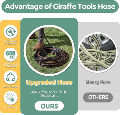 Giraffe Tools Leader Hose 5/8" x 4ft, Custom Length, No Kink, Flexible, Leakproof Water Hose, Male